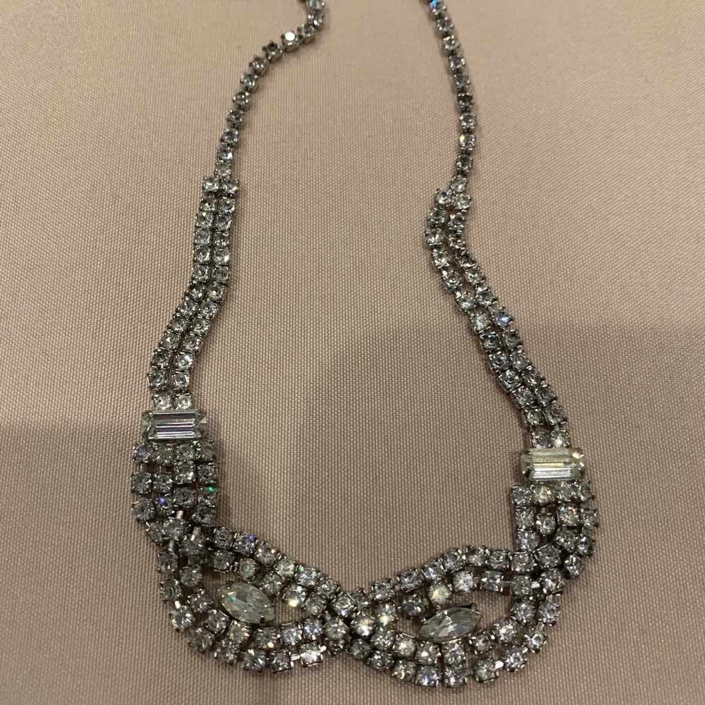 Vintage Clear Rhinestone Unmarked Choker Approx. 7 1/2” L in Closed Position
